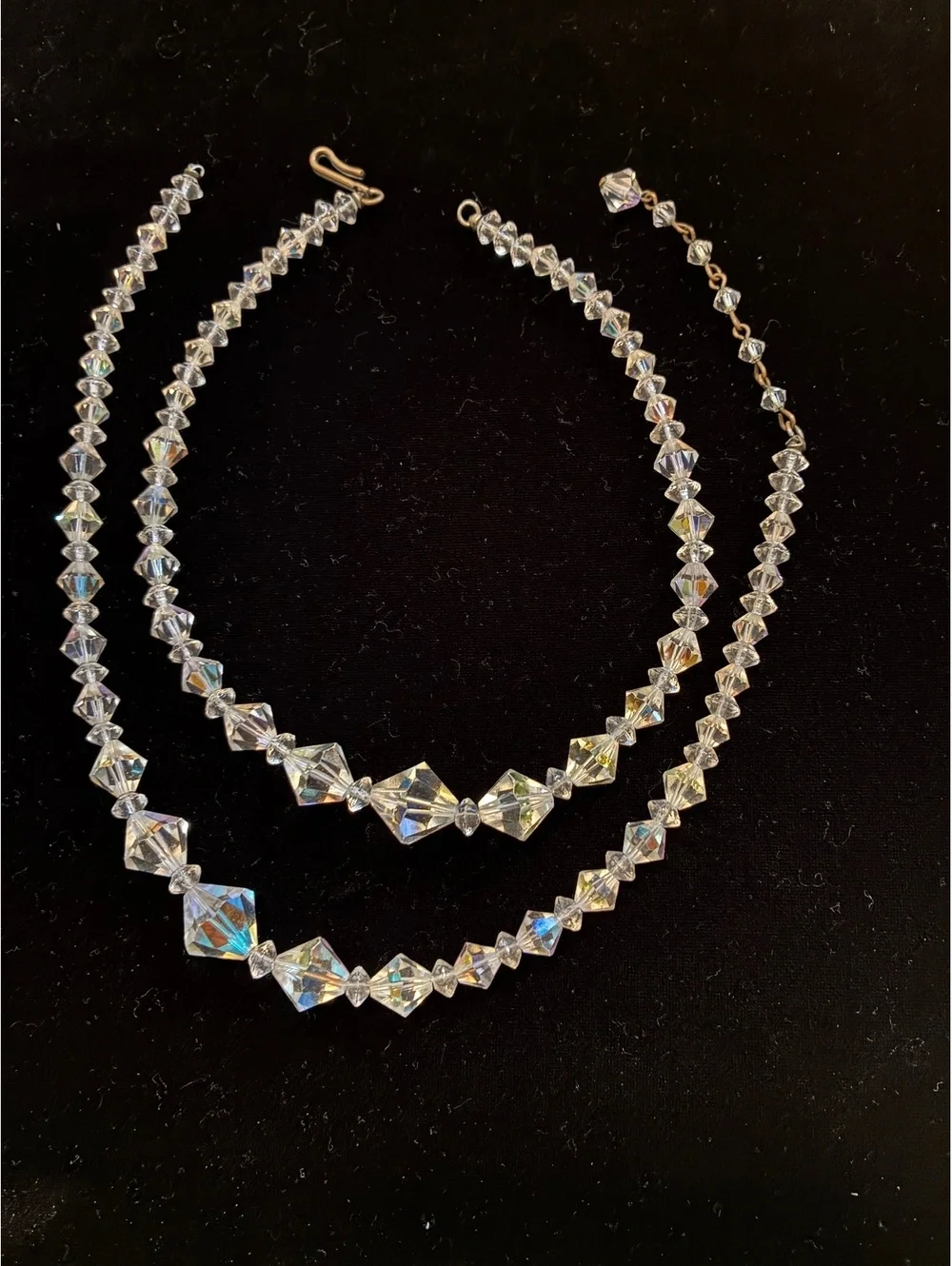 Vintage AB Crystal Bicone Glass Beads Broken Necklace For Repair Crafts